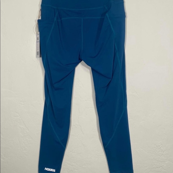 Hoka Teal Performance Crop Tights Leggings Large Side Pockets NWT - Picture 9 of 15